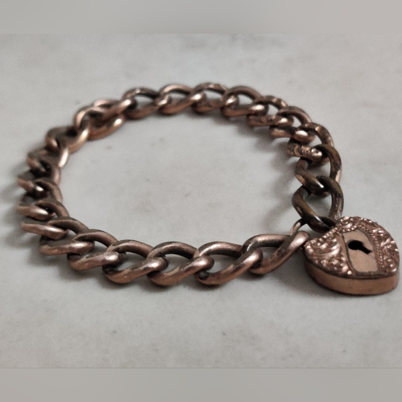 Antique Victorian Gold Filled Sweetheart Repousse Padlock Chunky Bracelet - Picture 2 of 16